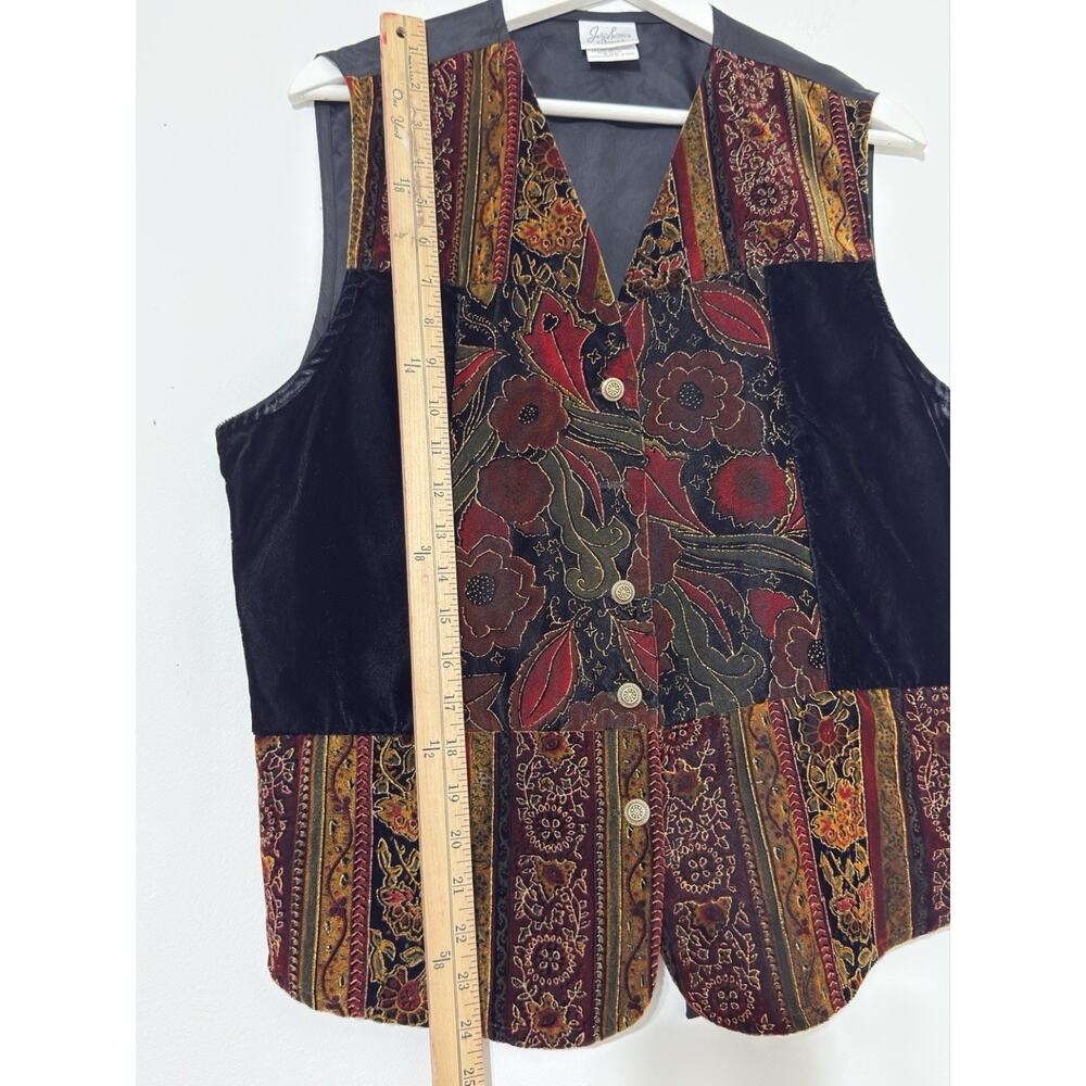 VTG Jaclyn Smith Patchwork Floral Velvet Vest Boho Artsy Grannycore Women’s L - Picture 10 of 12